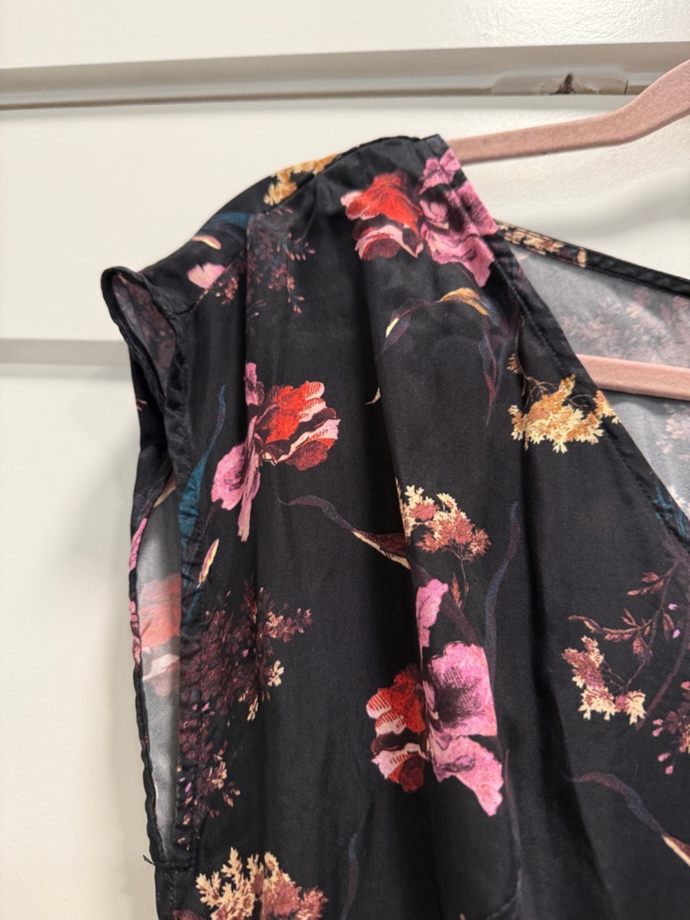 Madewell Black Floral V-Neck Midi Dress boho size 2 - Picture 4 of 13